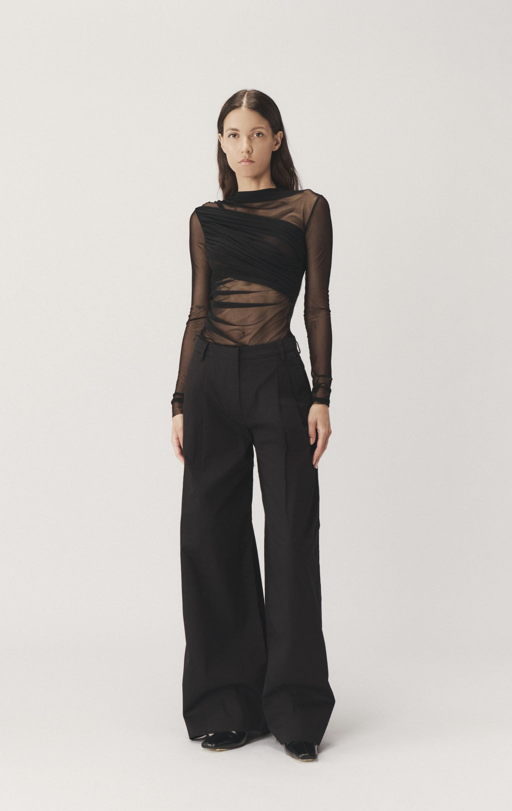 "NEBULA" DRAPED TOP - BLACK