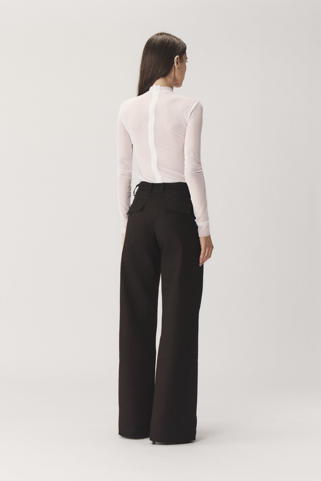 "NOESIS" PLEATED DENIM PANTS - BLACK