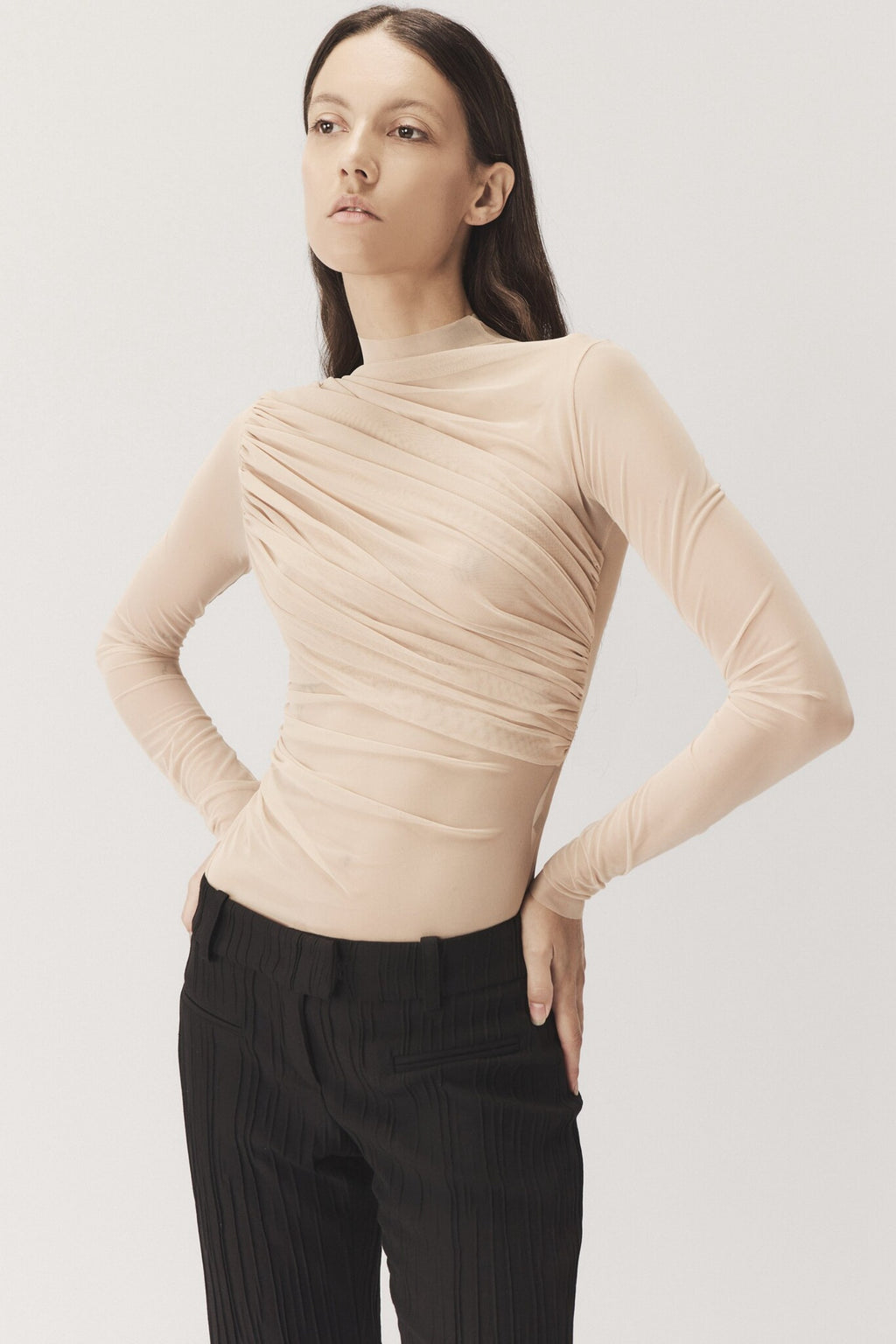 "NEBULA" DRAPED TOP - SKIN