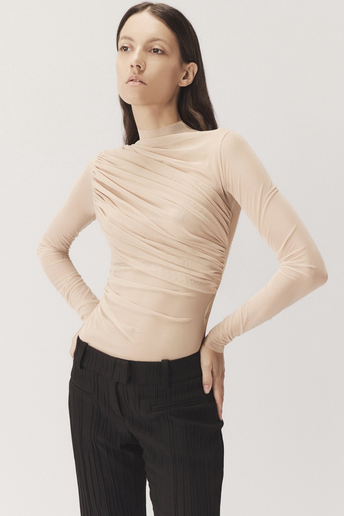 "NEBULA" DRAPED TOP - SKIN