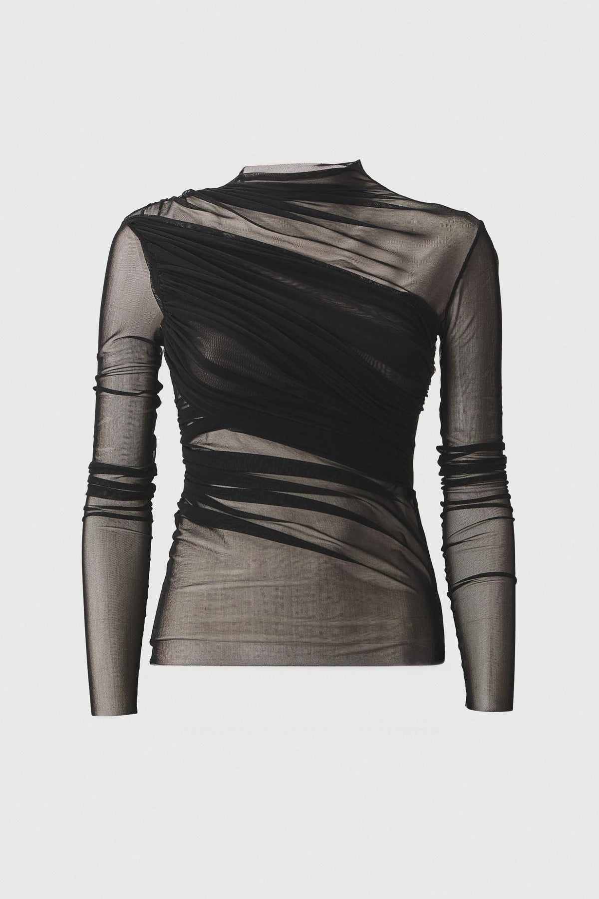 "NEBULA" DRAPED TOP - BLACK