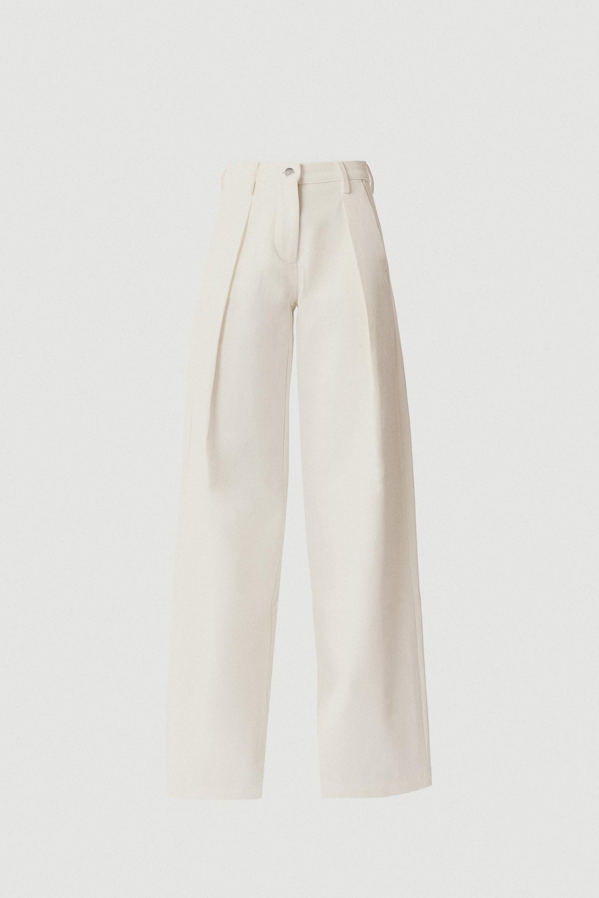 "NOESIS" PLEATED DENIM PANTS - WHITE