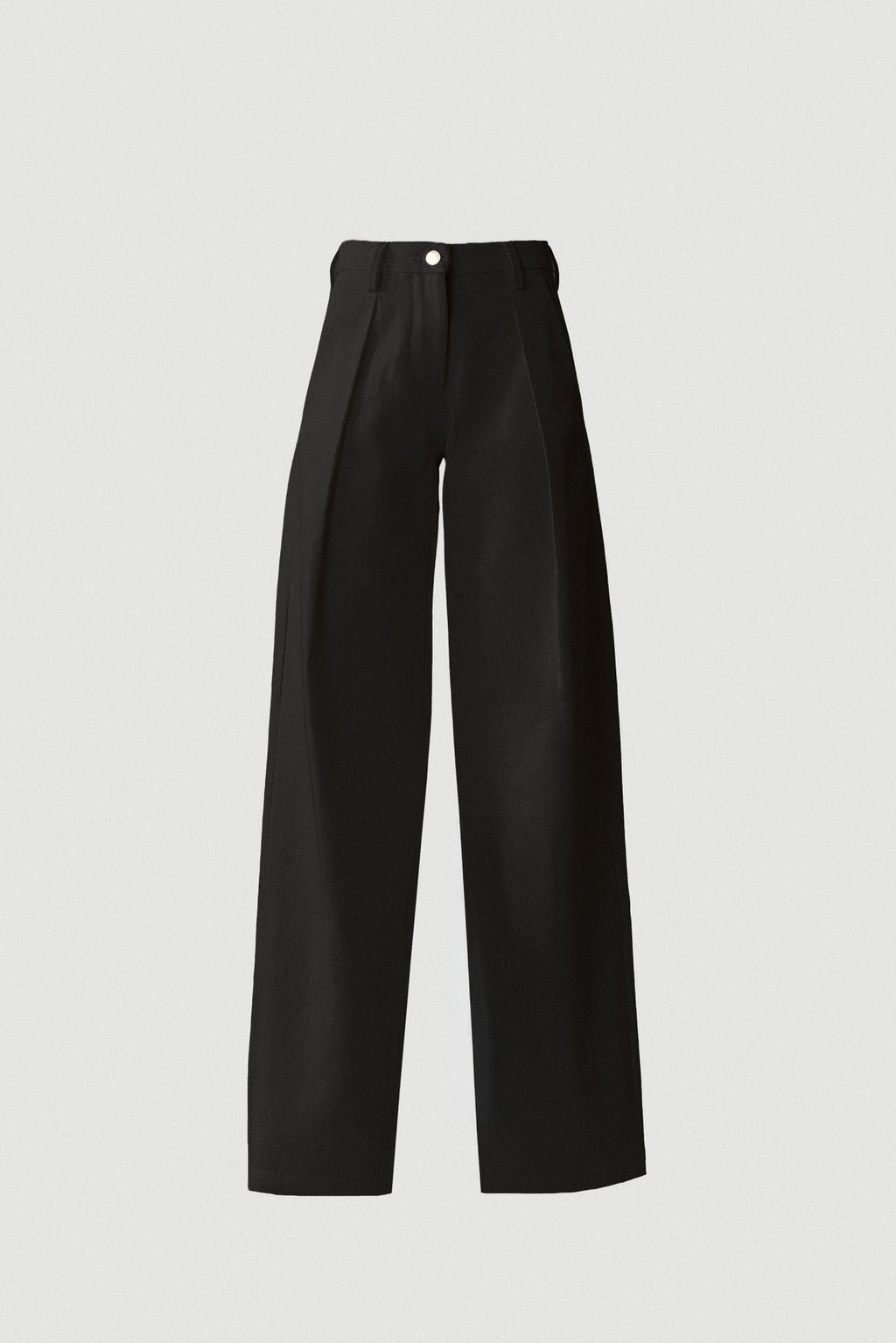 "NOESIS" PLEATED DENIM PANTS - BLACK