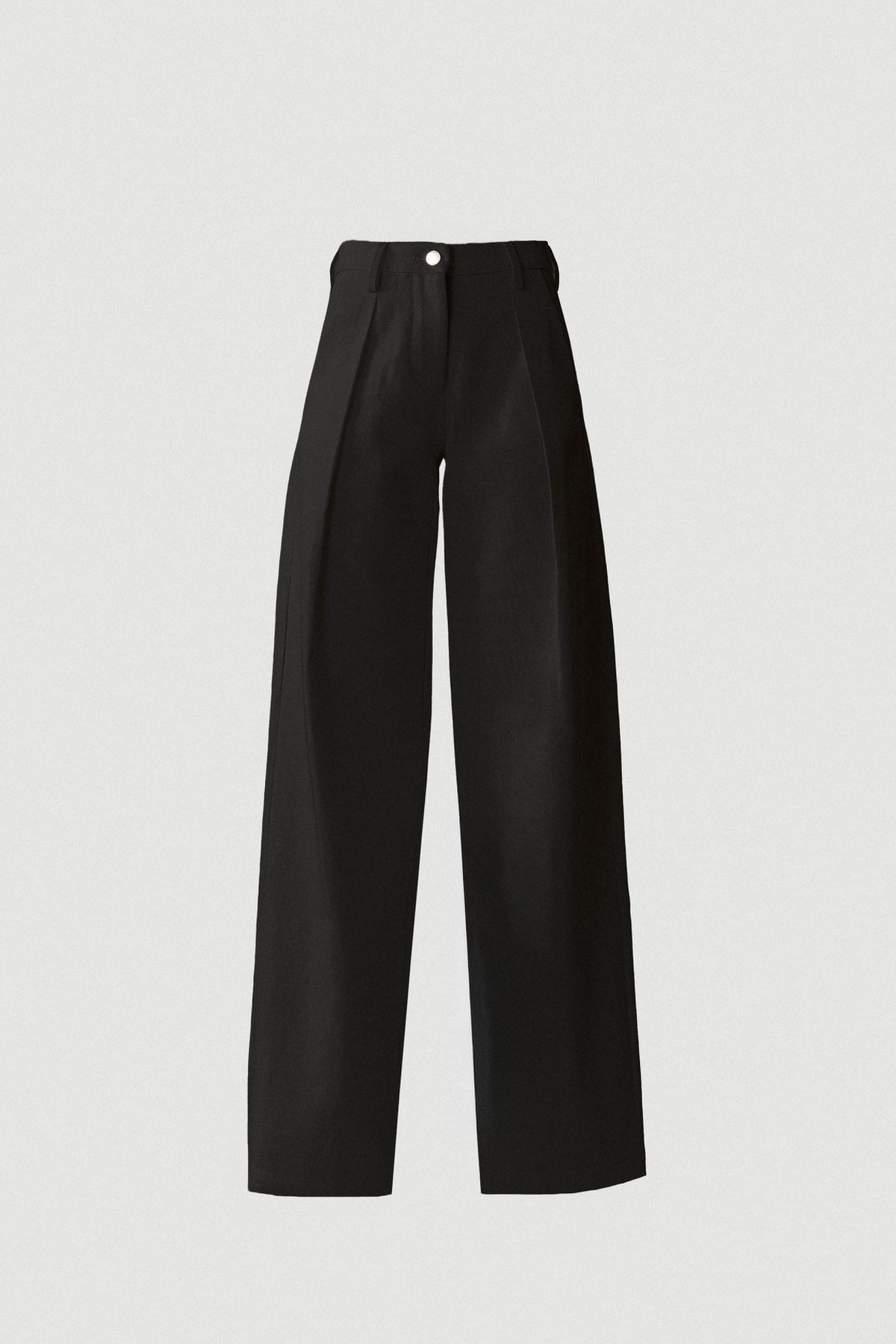 "NOESIS" PLEATED DENIM PANTS - BLACK